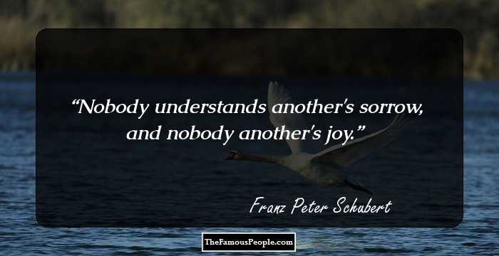 Nobody understands another's sorrow, and nobody another's joy.