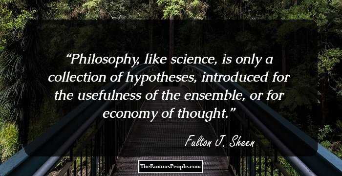 Philosophy, like science, is only a collection of hypotheses, introduced for the usefulness of the ensemble, or for economy of thought.