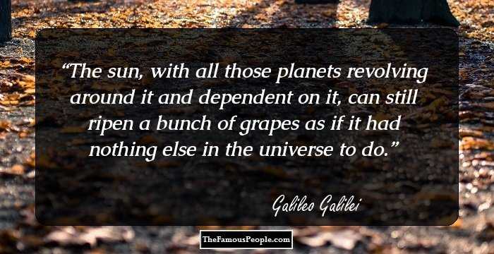The sun, with all those planets revolving around it and dependent on it, can still ripen a bunch of grapes as if it had nothing else in the universe to do.