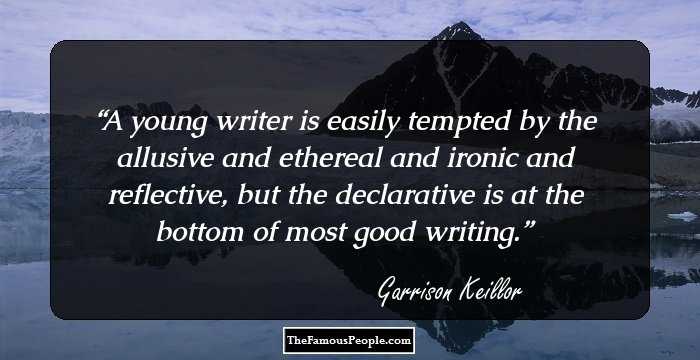 A young writer is easily tempted by the allusive and ethereal and ironic and reflective, but the declarative is at the bottom of most good writing.