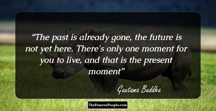 The past is already gone, the future is not yet here. There's only one moment for you to live, and that is the present moment