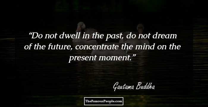 Do not dwell in the past, do not dream of the future, concentrate the mind on the present moment.