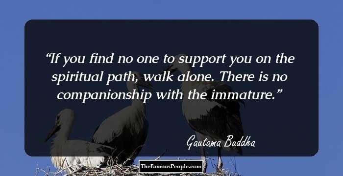 If you find no one to support you on the spiritual path, walk alone. There is no companionship with the immature.