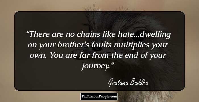 There are no chains like hate...dwelling on your brother's faults multiplies your own. You are far from the end of your journey.