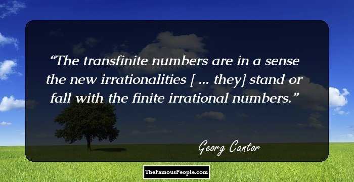 The transfinite numbers are in a sense the new irrationalities [ ... they] stand or fall with the finite irrational numbers.