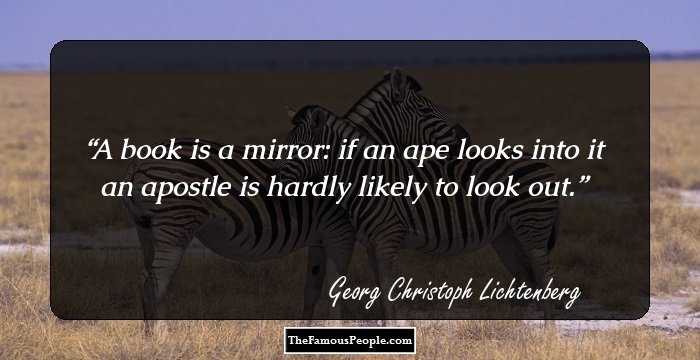 A book is a mirror: if an ape looks into it an apostle is hardly likely to look out.