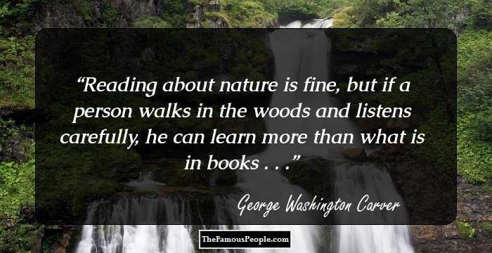 Reading about nature is fine, but if a person walks in the woods and listens carefully, he can learn more than what is in books . . .