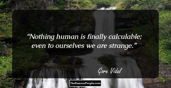 Nothing human is finally calculable; even to ourselves we are strange.