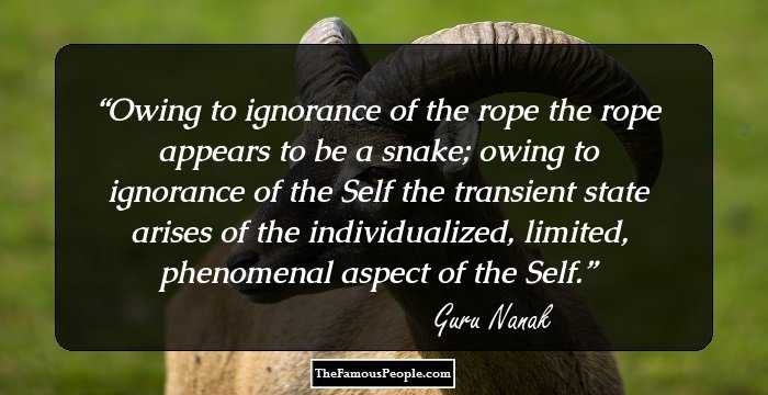 Owing to ignorance of the rope the rope appears to be a snake; owing to ignorance of the Self the transient state arises of the individualized, limited, phenomenal aspect of the Self.
