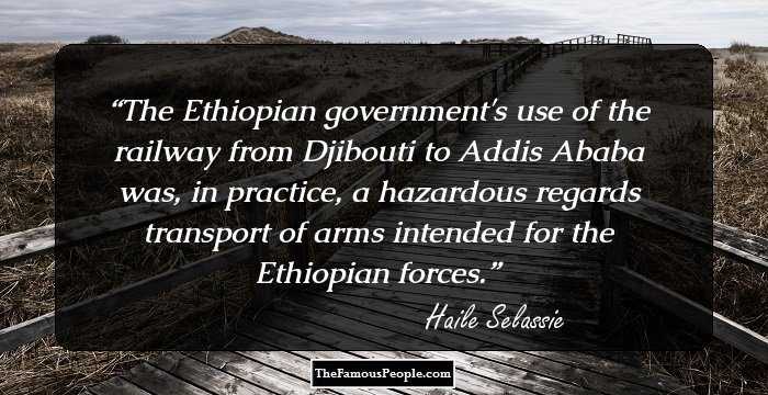 The Ethiopian government's use of the railway from Djibouti to Addis Ababa was, in practice, a hazardous regards transport of arms intended for the Ethiopian forces.