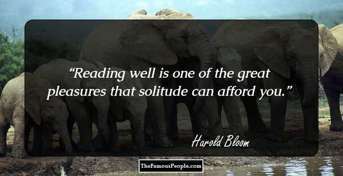 Reading well is one of the great pleasures that solitude can afford you.