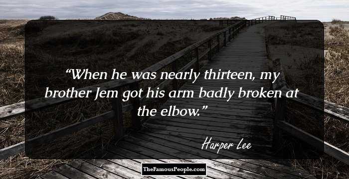 When he was nearly thirteen, my brother Jem got his arm badly broken at the elbow.