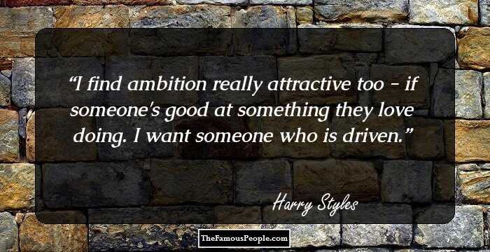I find ambition really attractive too - if someone's good at something they love doing. I want someone who is driven.