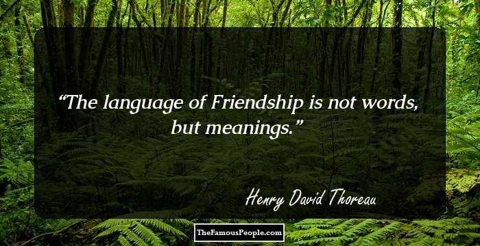The language of Friendship is not words, but meanings.