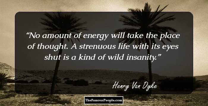 No amount of energy will take the place of thought.  A strenuous life with its eyes shut is a kind of wild insanity.