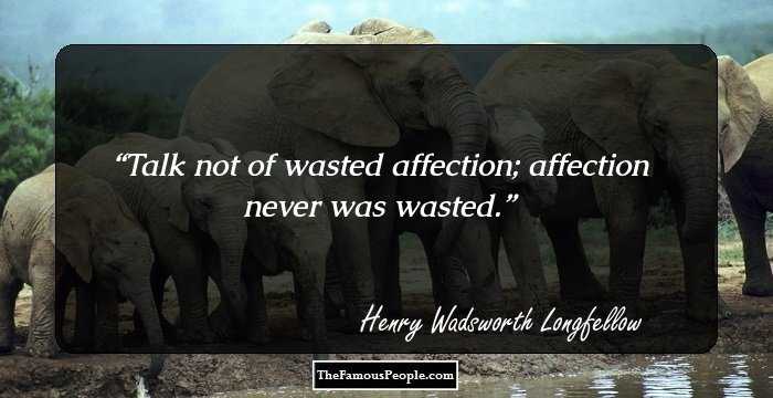 Talk not of wasted affection; affection never was wasted.