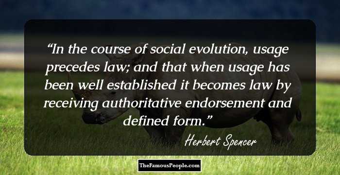 In the course of social evolution, usage precedes law; and that when usage has been well established it becomes law by receiving authoritative endorsement and defined form.