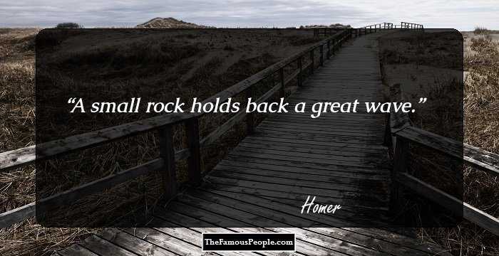 A small rock holds back a great wave.