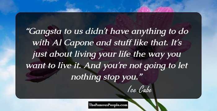 Gangsta to us didn't have anything to do with Al Capone and stuff like that. It's just about living your life the way you want to live it. And you're not going to let nothing stop you.