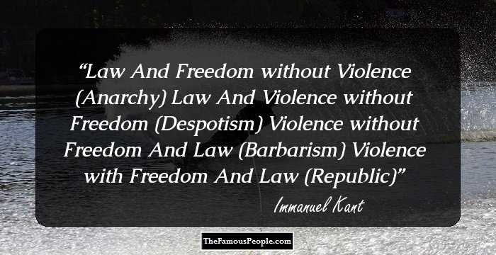 Law And Freedom without Violence (Anarchy)
Law And Violence without Freedom (Despotism)
Violence without Freedom And Law (Barbarism)
Violence with Freedom And Law (Republic)