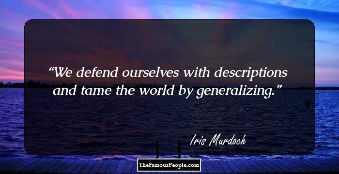 We defend ourselves with descriptions and tame the world by generalizing.