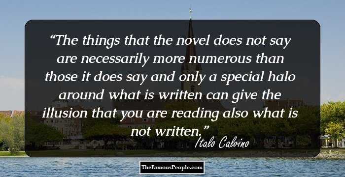 The things that the novel does not say are necessarily more numerous than those it does say and only a special halo around what is written can give the illusion that you are reading also what is not written.
