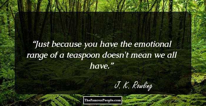 Just because you have the emotional range of a teaspoon doesn't mean we all have.