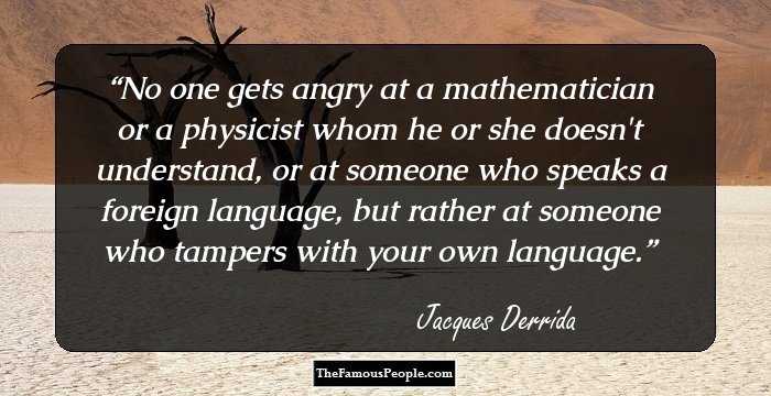 No one gets angry at a mathematician or a physicist whom he or she doesn't understand, or at someone who speaks a foreign language, but rather at someone who tampers with your own language.