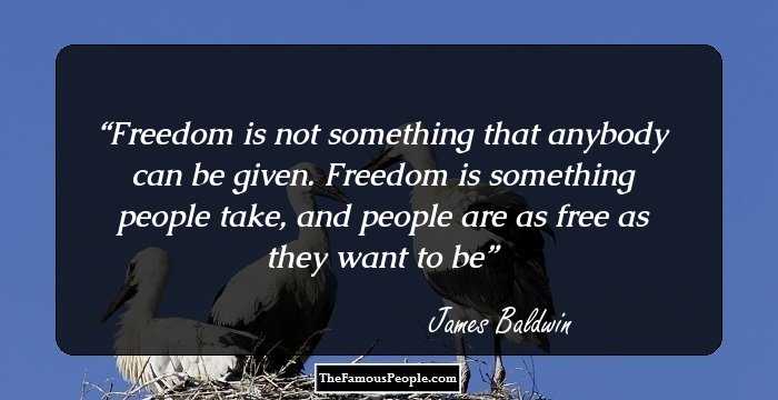 Freedom is not something that anybody can be given. Freedom is something people take, and people are as free as they want to be