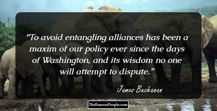 To avoid entangling alliances has been a maxim of our policy ever since the days of Washington, and its wisdom no one will attempt to dispute.