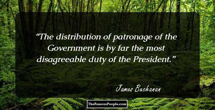 The distribution of patronage of the Government is by far the most disagreeable duty of the President.
