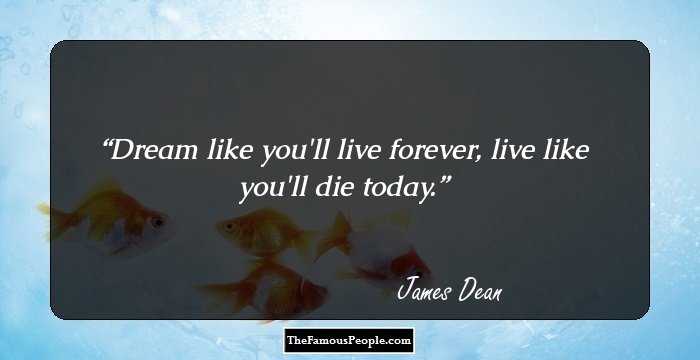 Dream like you'll live forever, live like you'll die today.