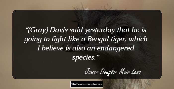 (Gray) Davis said yesterday that he is going to fight like a Bengal tiger, which I believe is also an endangered species.