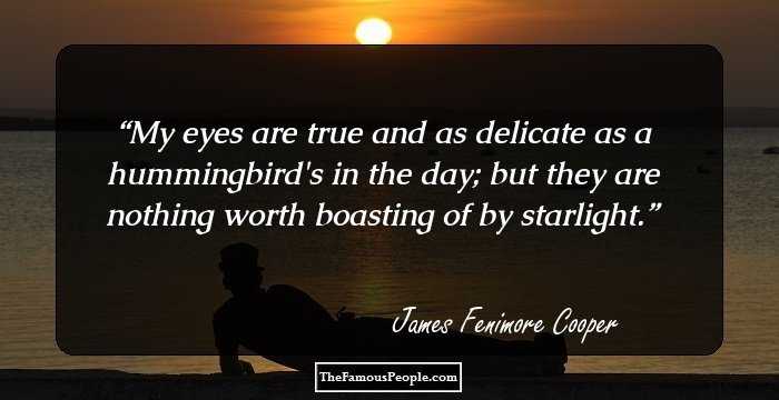 My eyes are true and as delicate as a hummingbird's in the day; but they are nothing worth boasting of by starlight.