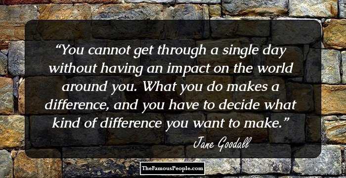 You cannot get through a single day without having an impact on the world around you. What you do makes a difference, and you have to decide what kind of difference you want to make.