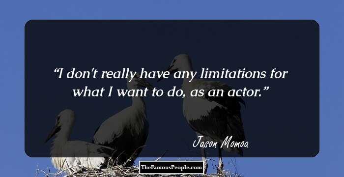 I don't really have any limitations for what I want to do, as an actor.
