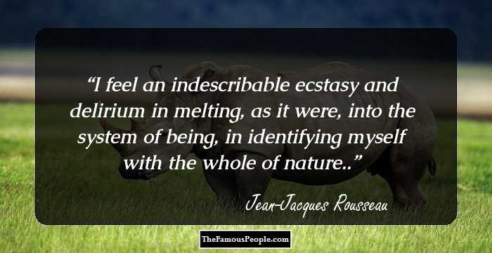 I feel an indescribable ecstasy and delirium in melting, as it were, into the system of being, in identifying myself with the whole of nature..