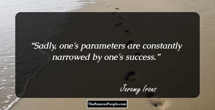 Sadly, one's parameters are constantly narrowed by one's success.