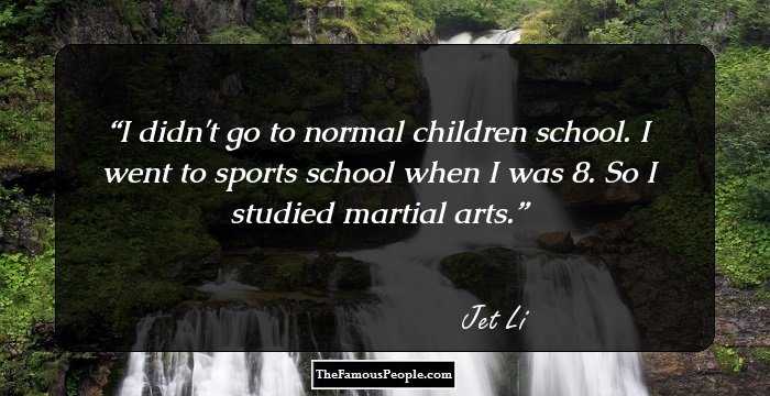 I didn't go to normal children school. I went to sports school when I was 8. So I studied martial arts.