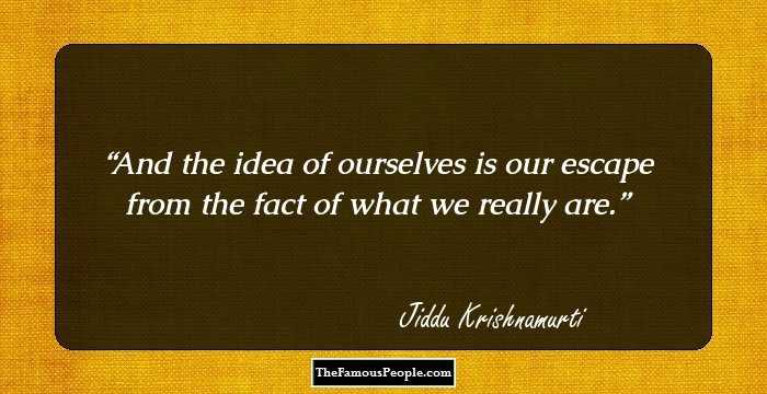And the idea of ourselves is our escape from the fact of what we really are.