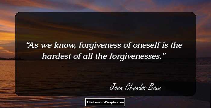 As we know, forgiveness of oneself is the hardest of all the forgivenesses.