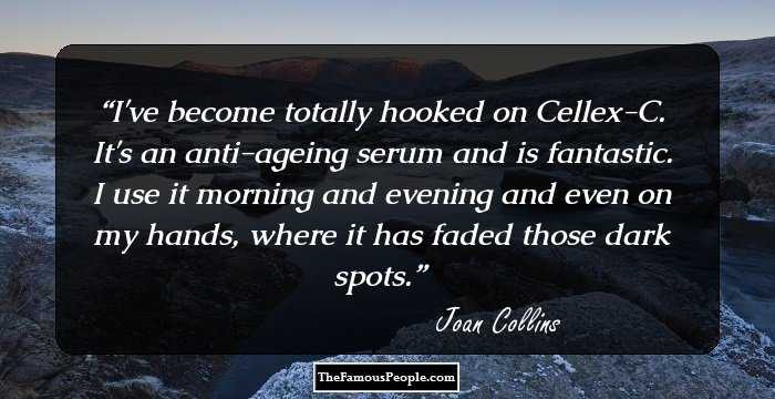 I've become totally hooked on Cellex-C. It's an anti-ageing serum and is fantastic. I use it morning and evening and even on my hands, where it has faded those dark spots.