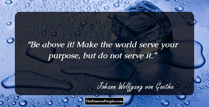 Be above it! Make the world serve your purpose, but do not serve it.