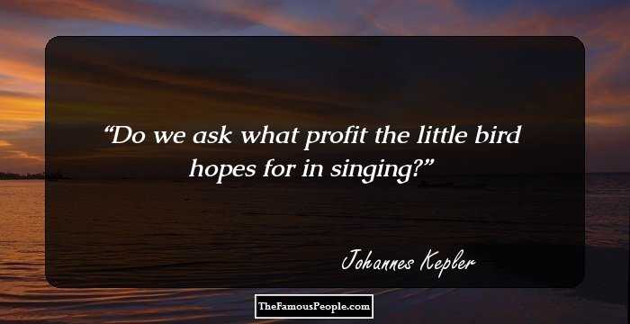 Do we ask what profit the little bird hopes for in singing?