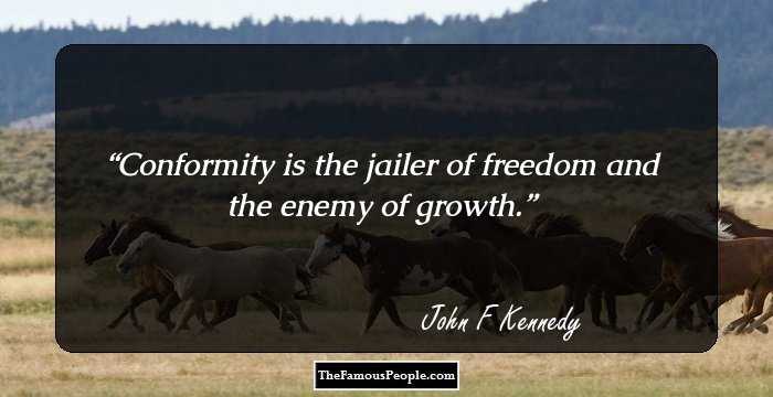 Conformity is the jailer of freedom and the enemy of growth.