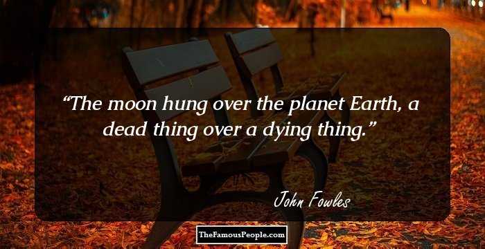 The moon hung over the planet Earth, a dead thing over a dying thing.