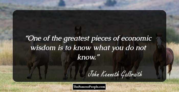 One of the greatest pieces of economic wisdom is to know what you do not know.