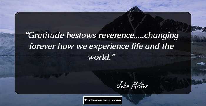 Gratitude bestows reverence.....changing forever how we experience life and the world.