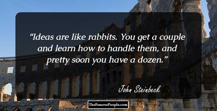 Ideas are like rabbits. You get a couple and learn how to handle them, and pretty soon you have a dozen.