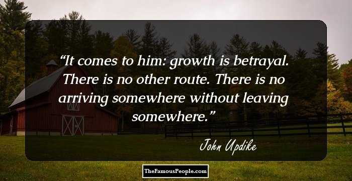 It comes to him: growth is betrayal. There is no other route. There is no arriving somewhere without leaving somewhere.